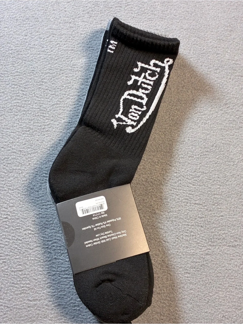 Von Dutch Gray Crew Socks with White Logo